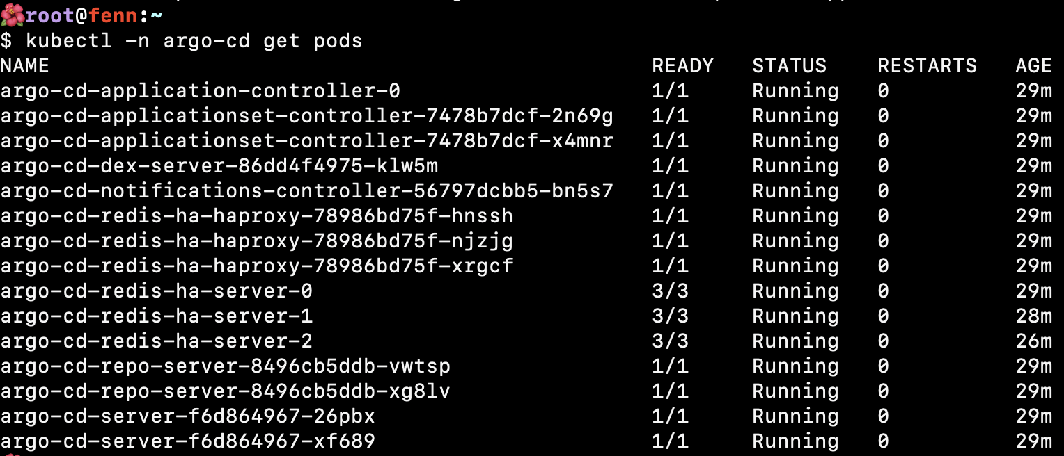 Pods in the Argo CD namespace