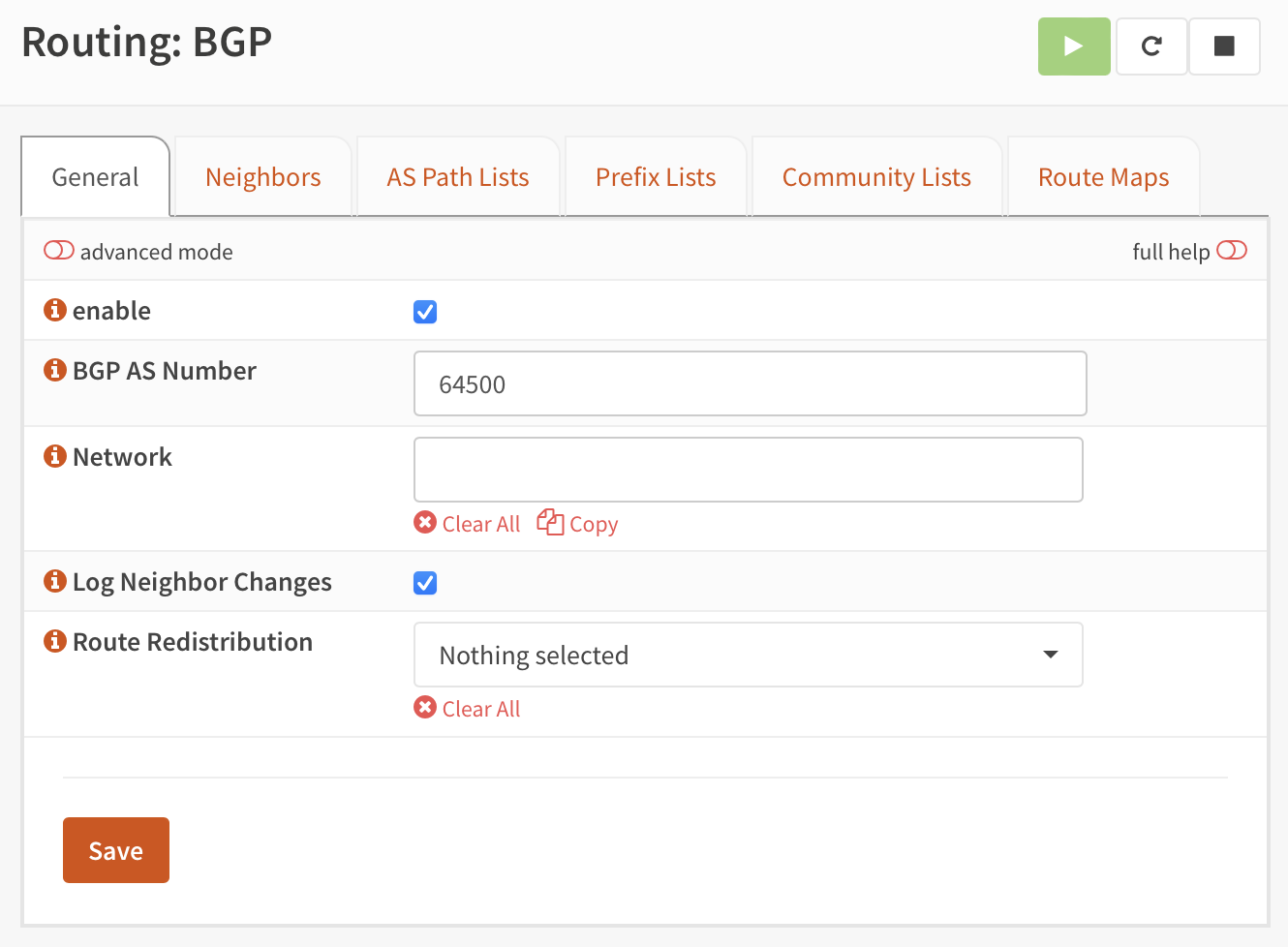 Enabling BGP